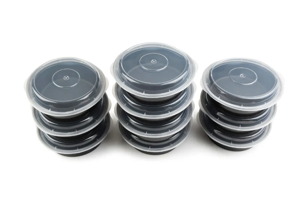 1-Compartment Meal Prep Containers Plastic Food Containers with Lids Outdoor Portable Bento Lunch Box, Round Lunch Box