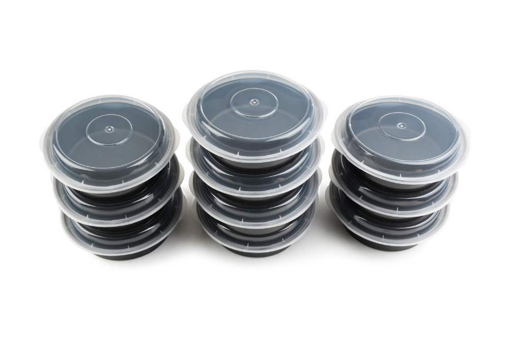 1-Compartment Meal Prep Containers Plastic Food Containers with Lids Outdoor Portable Bento Lunch Box, Round Lunch Box