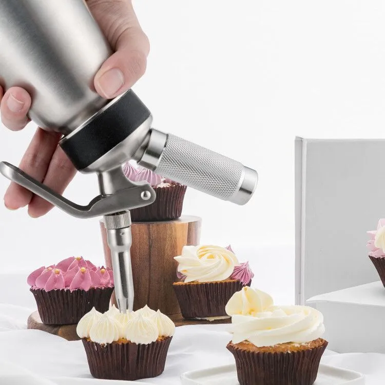 1000ml Cream Whipper with 4 Metal Nozzels 304 Stainless Steel Seamless Canister