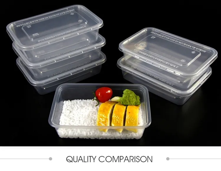 1250/1500/1750ml 40/50/58oz Black Color retangular Shape Disposable PP Plastic Food Packaging Containers with High Lids