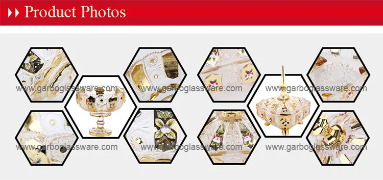 12inch Ion Plating Dda Golden Glass Fruit Bowl Gold Amber Color Plate