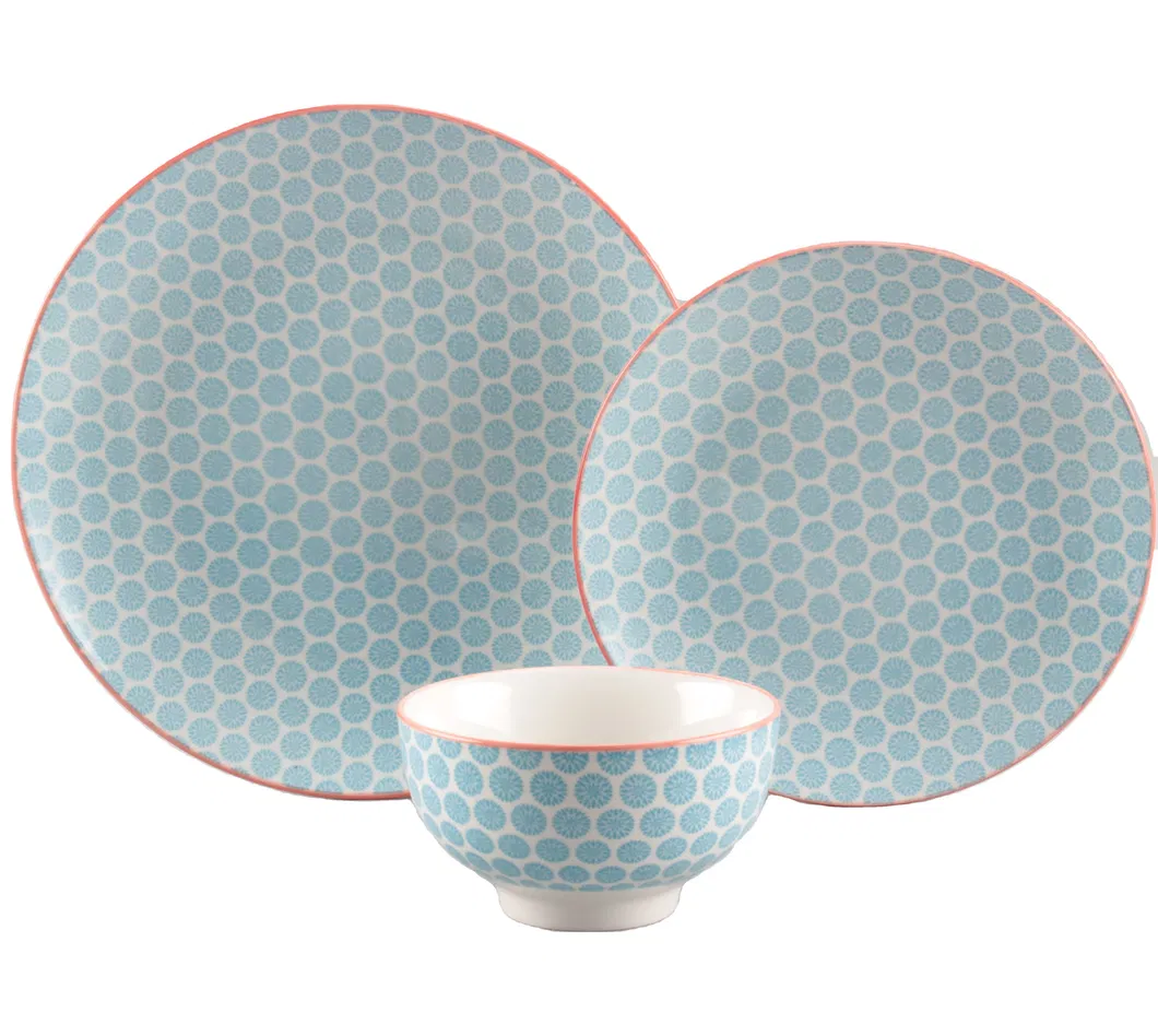 12PCS High-Quality Pad Printing and Floral Pattern Designceramic Tableware Set