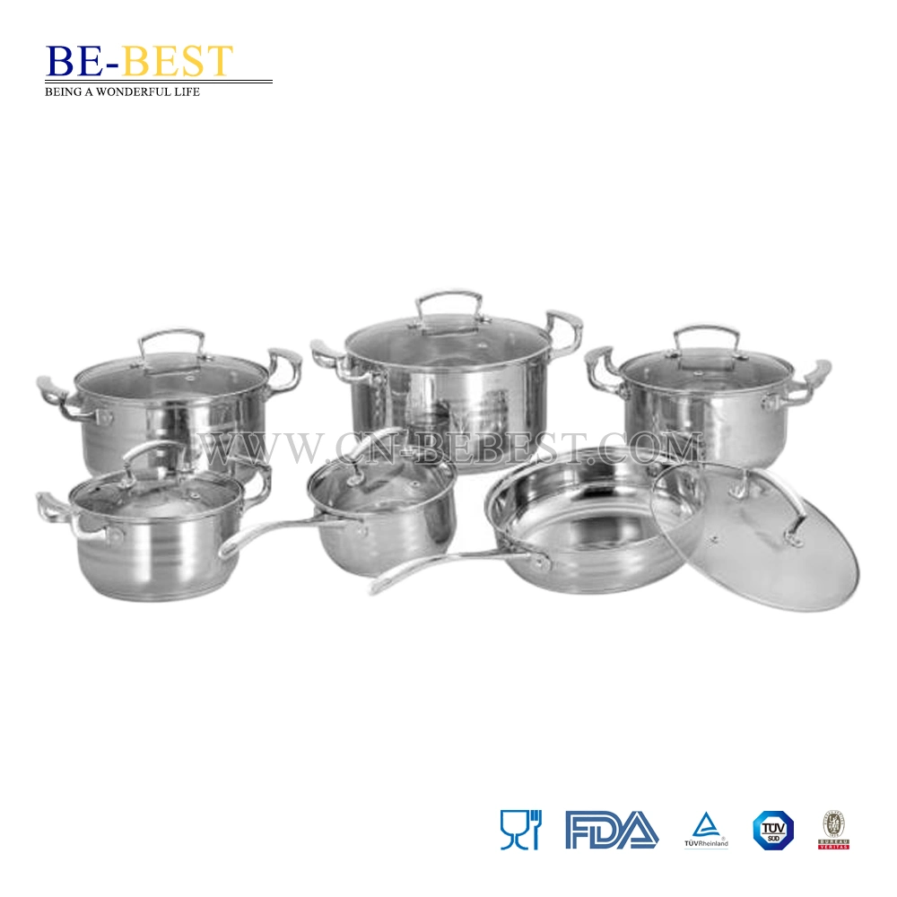 12PCS Stainless Steel Step & Rolled Edge Cookware Set