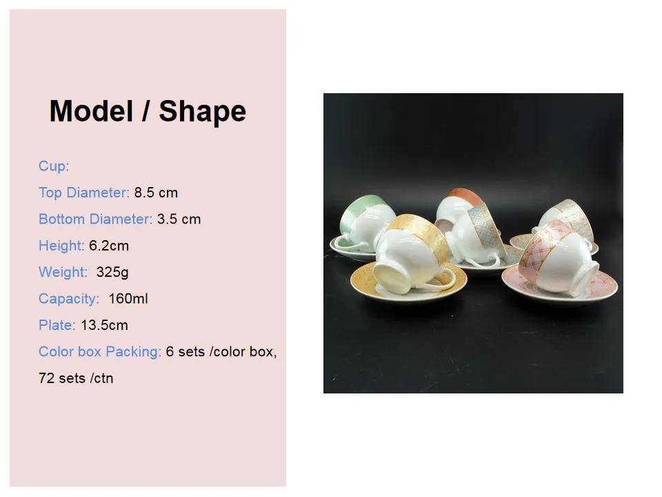 160 Ml Cheap Royal Golden Rim Coffee Cup and Saucer Cup & Saucer Set