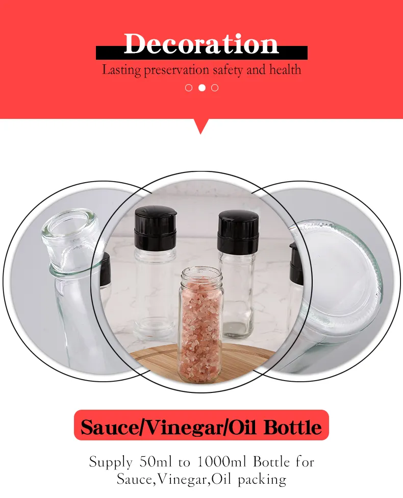 170ml Spice Bottle with Clear Durable 304 S/S Grinder Top for Kitchen Spice Use