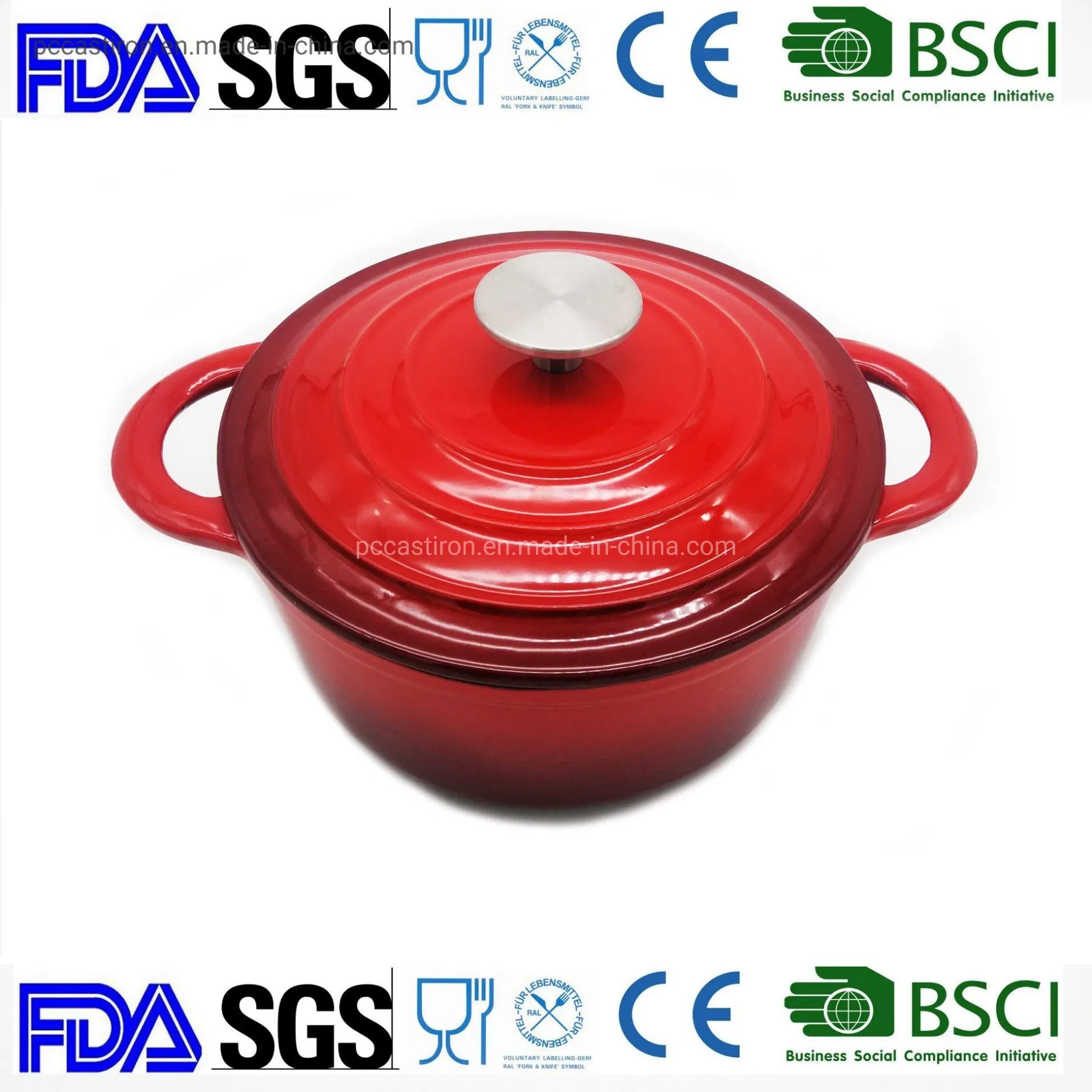 2.7L Cast Iron Casserole/Cast Iron Cookware BSCI LFGB FDA Approved