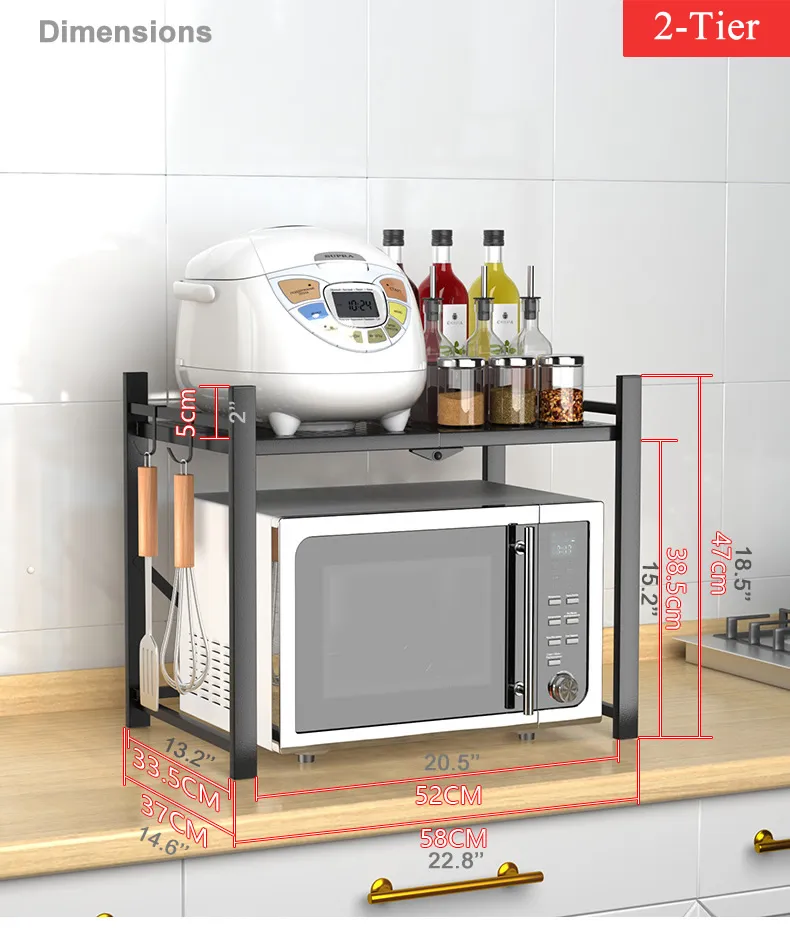 2 Tier Multi-Functional Rack Kitchen Organizer No Assembly Required