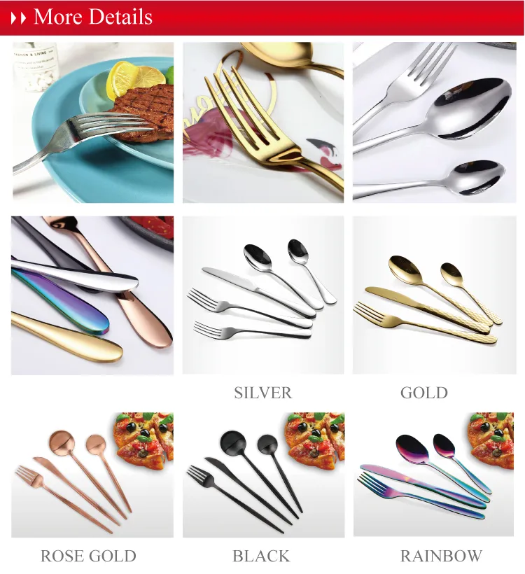 201 Stainless Steel Cutlery Set 33PCS Dinner Set with Cutlery Soup Spoon Kitchenware with PVC Box
