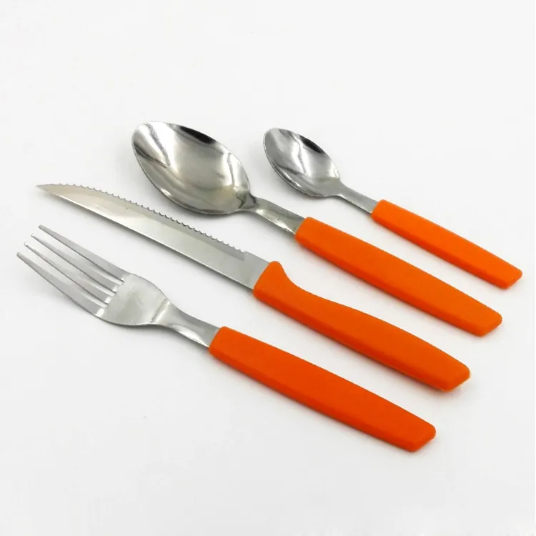 24 Pieces 18/0 Stainless Steel Cutlery with Printing Chinese Pattern PS Handle