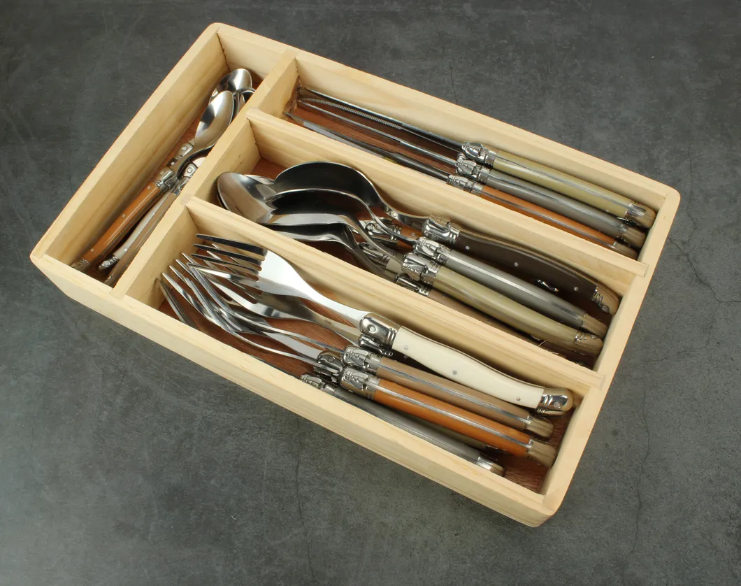 24 Pieces Laguiole Stainless Steel Flatware Set with Colorful Handle (SE-K65)