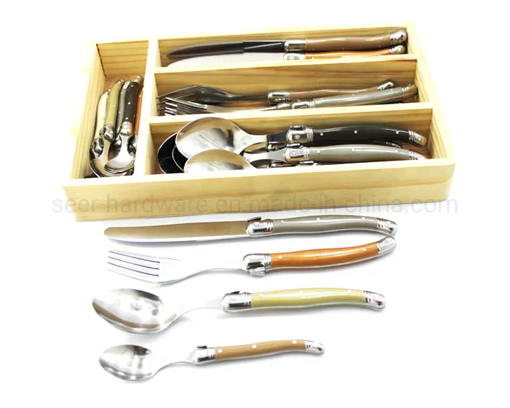 24PCS ABS Color Handle Laguiole Stainless Steel Cutlery Spoon (SE-K217)