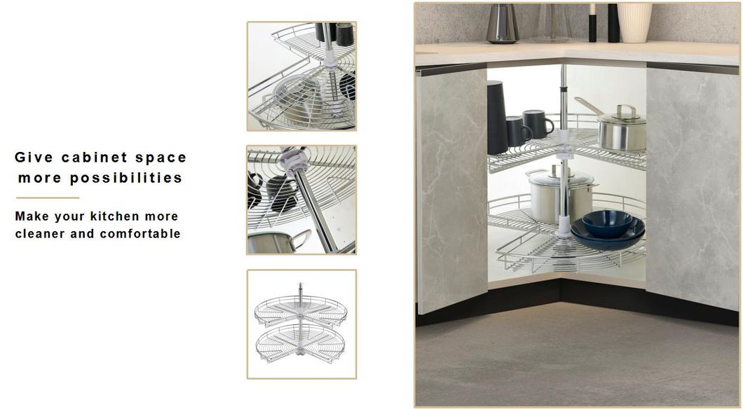270 Degree Wire Revolving Corner Basket for Kitchen