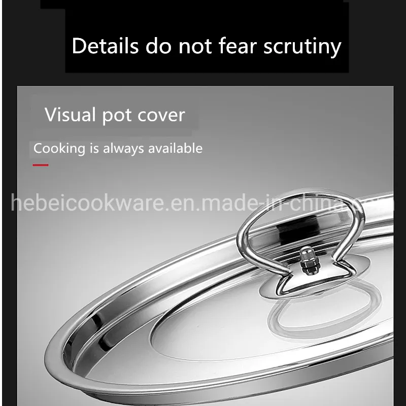 304 Stainless Steel Reinforced Double Ear Right Angle Soup Pot Cookware