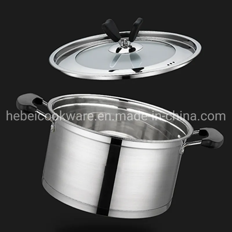 304 Stainless Steel Reinforced Double Ear Right Angle Soup Pot Cookware