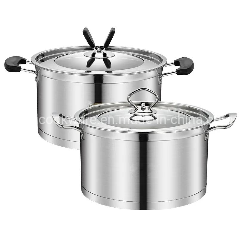 304 Stainless Steel Reinforced Double Ear Right Angle Soup Pot Cookware