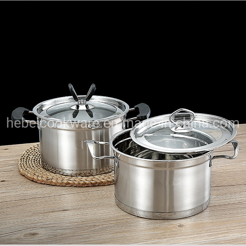 304 Stainless Steel Reinforced Double Ear Right Angle Soup Pot Cookware