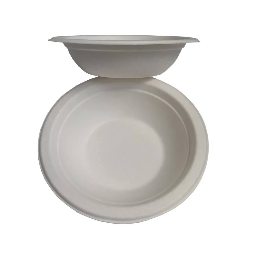 500ml 18oz Bagasse Salad Tableware Bowl with Pet Lid Cover Cookware Set