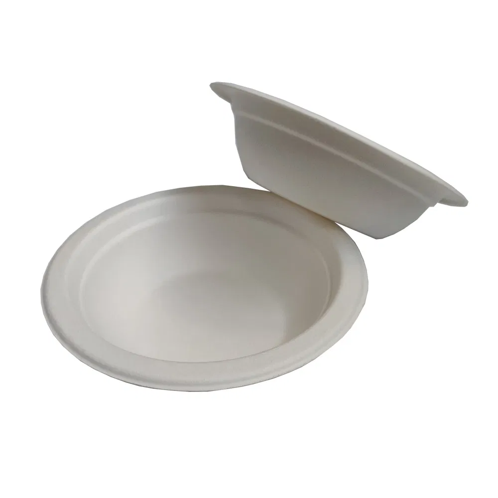 500ml 18oz Bagasse Salad Tableware Bowl with Pet Lid Cover Cookware Set
