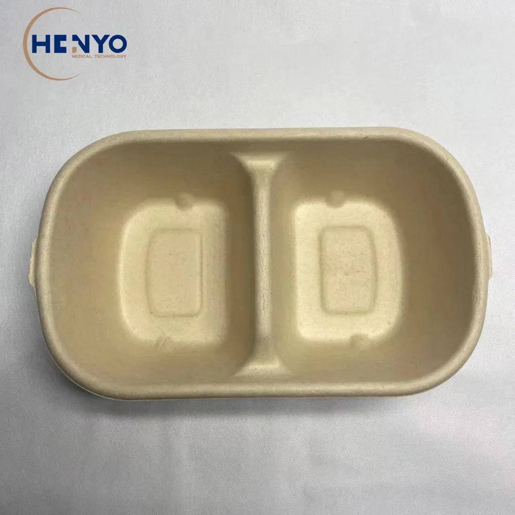 700ml Double Compartments Disposable Biodegradable Tableware Lunch Box Mess Tin