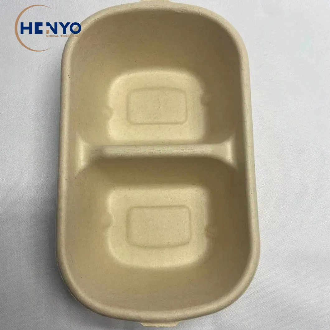 700ml Double Compartments Disposable Biodegradable Tableware Lunch Box Mess Tin