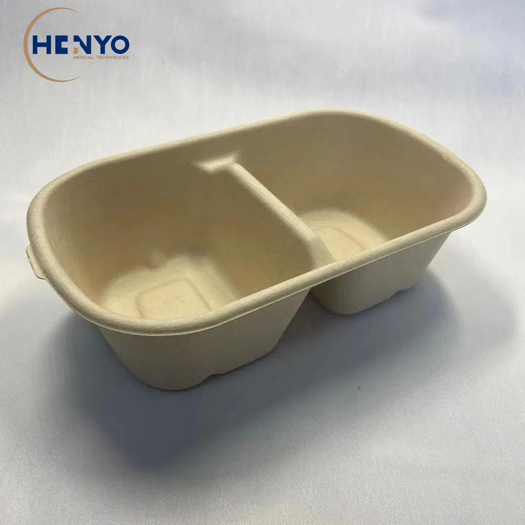 700ml Double Compartments Disposable Biodegradable Tableware Lunch Box Mess Tin
