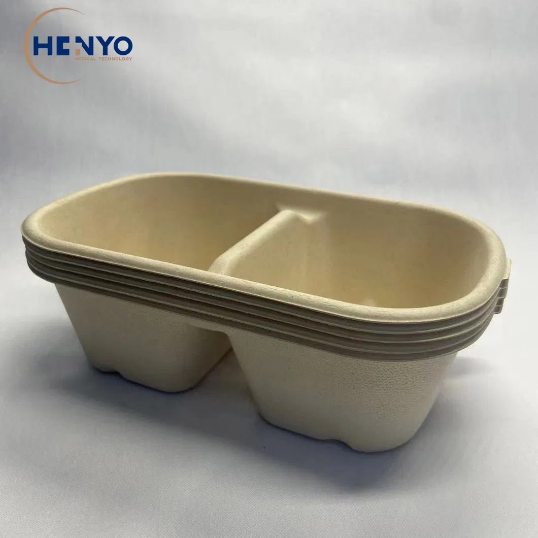 700ml Double Compartments Disposable Biodegradable Tableware Lunch Box Mess Tin