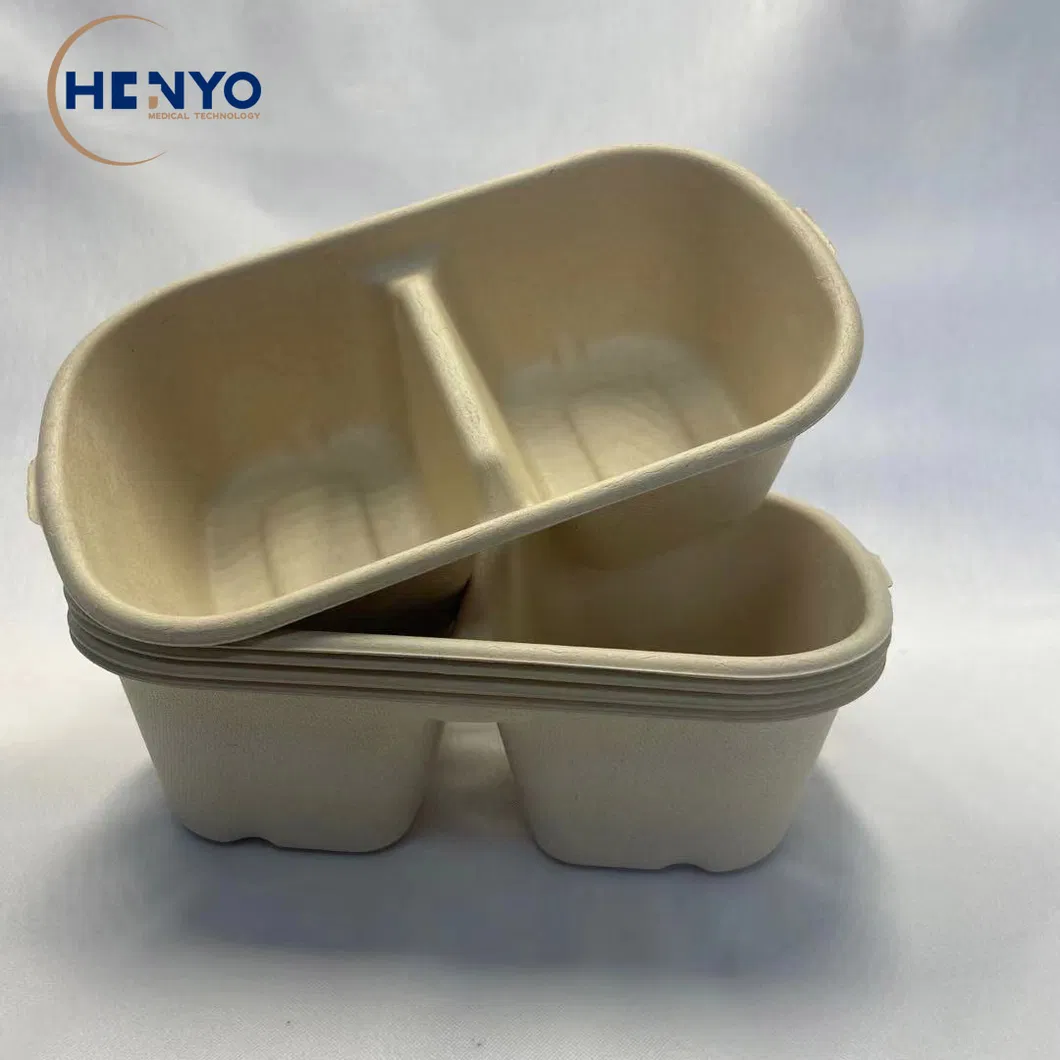 700ml Double Compartments Disposable Biodegradable Tableware Lunch Box Mess Tin