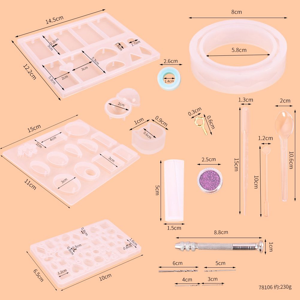 73PCS DIY Pendant Diamond Jewelry Accessories Crystal Epoxy Injection Mould