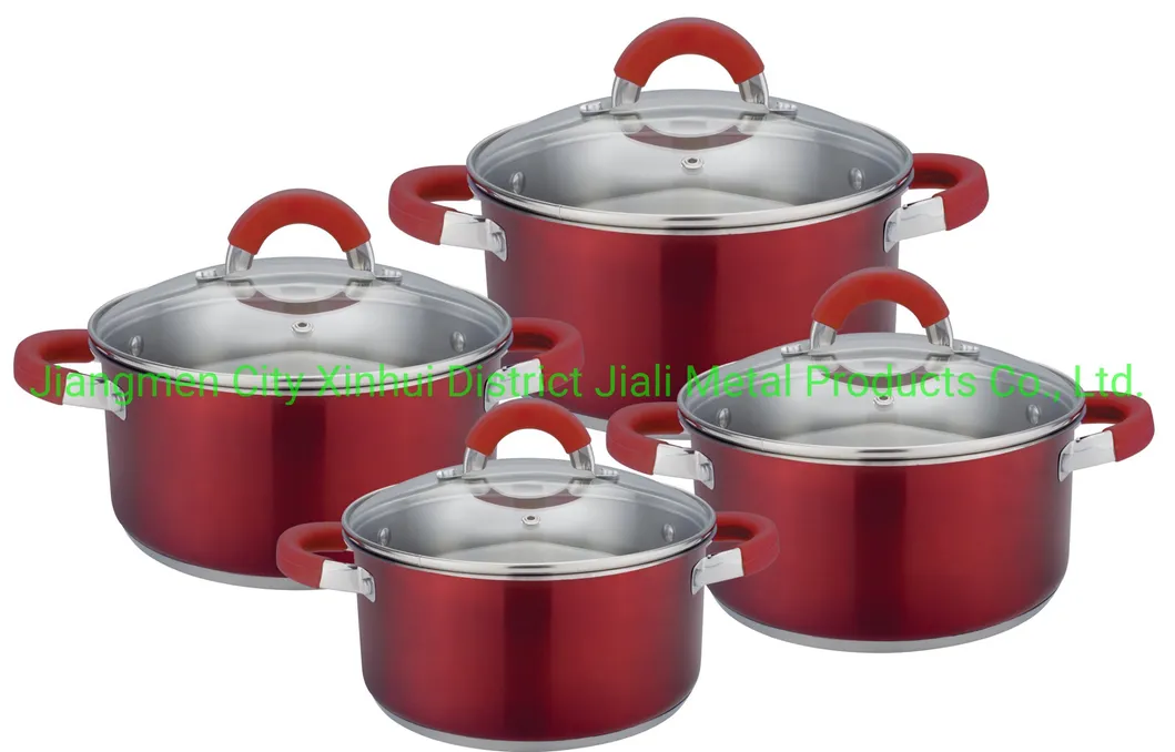 8 PCS New Style Kitchenware Stainless Steel Kitchen Utensils. Stainless Steel Cookware with Glass Lid