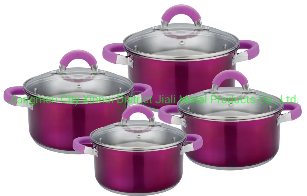 8 PCS New Style Kitchenware Stainless Steel Kitchen Utensils. Stainless Steel Cookware with Glass Lid