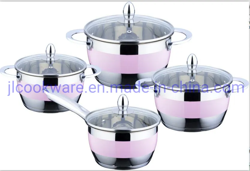 8 PCS New Style Kitchenware Stainless Steel Kitchen Utensils. Stainless Steel Cookware with Glass Lid
