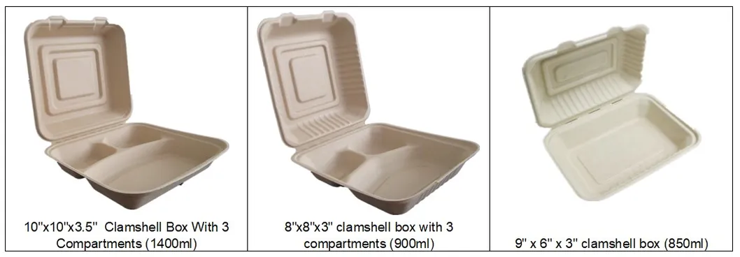 850ml Picnic Wheat Straw Fiber Compartment Meal Storage Lunch Container Food Preparation Box Outdoor Camping Light Meal Lunch Box, Optinal Lid, 9X5X2 Inch