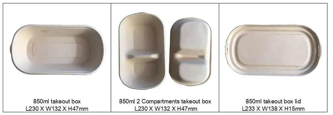 850ml Single Partition Takeout Food Box with Lid, Bagasse Food Container, Disposable Biodegradable Food Box