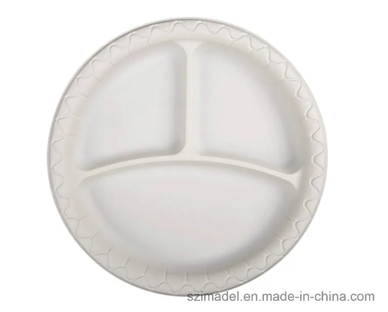 9 Inch Round White Dessert Sugarcane Biodegradable Corn Starch Disposable Plate