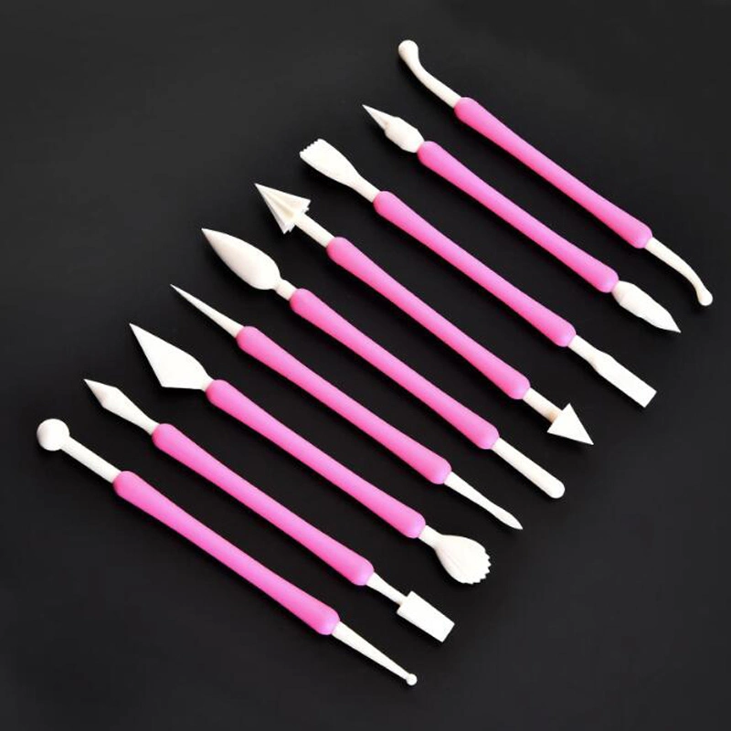 9 Pieces Fondant Modeling Tool with Double Ended Plastic Cake Decorating Pen Kit for Dessert Gum Paste Cupcake Toppers Fondant Cake Baking Tool Esg12319