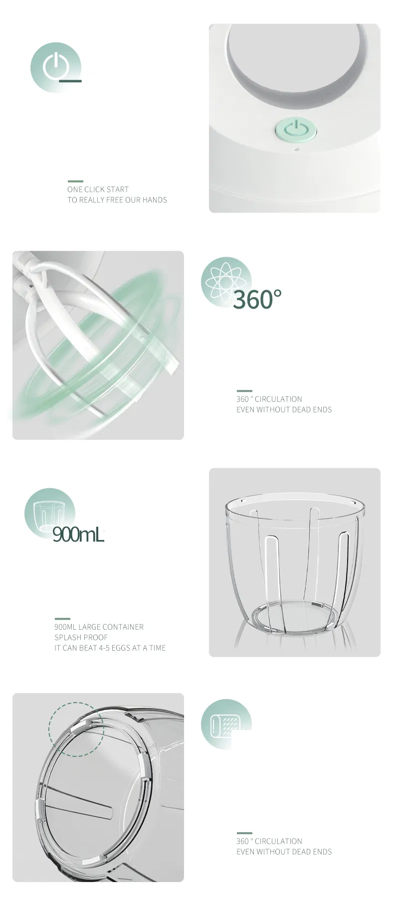 900ml Electric Whisk High Efficiency Household Small Baking One Press Automatic Whip Whisk Cream Cake Mixer Kitchen Tools Egg Whisk Beater