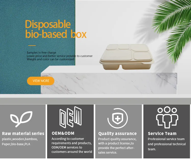 Airline Disposable Lunch Trays Biodegradable Biobased Compartment Food Tray with Lid