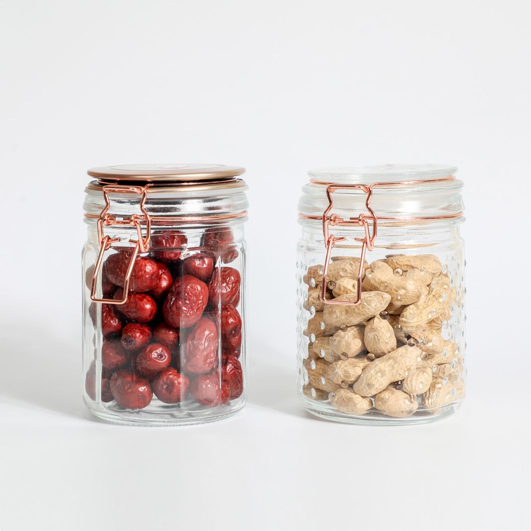 Airtight Glass Canister Set Food Storage Jar Square - Storage Container with Clear Preserving Seal Wire Clip Fastening for Kitchen Canning