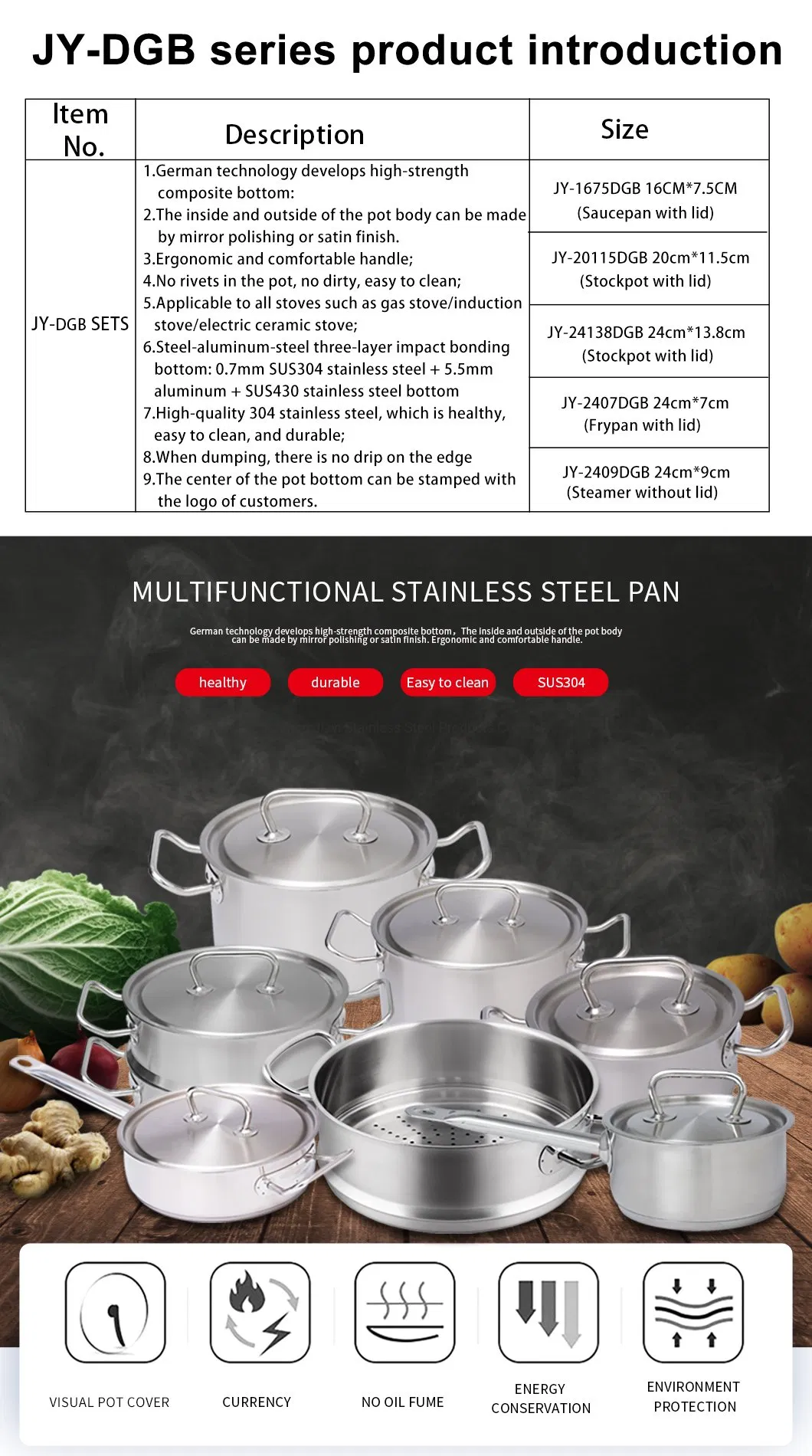 Amazon Hot Sale Ss18/10 Non-Stick Frying Pan Japanese Stainless Steel 304 Saucepan 26cm 28cm 30cm Fry Pan Chinese Supplier