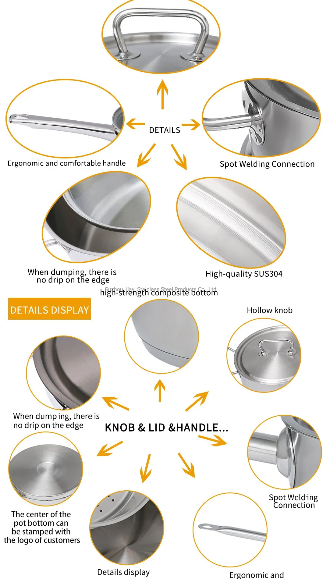 Amazon Hot Sale Ss18/10 Non-Stick Frying Pan Japanese Stainless Steel 304 Saucepan 26cm 28cm 30cm Fry Pan Chinese Supplier