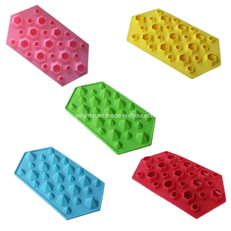 Approved Durable Diamond Shaped 27 Cavities Food Grade Silicone Ice Cube Tray