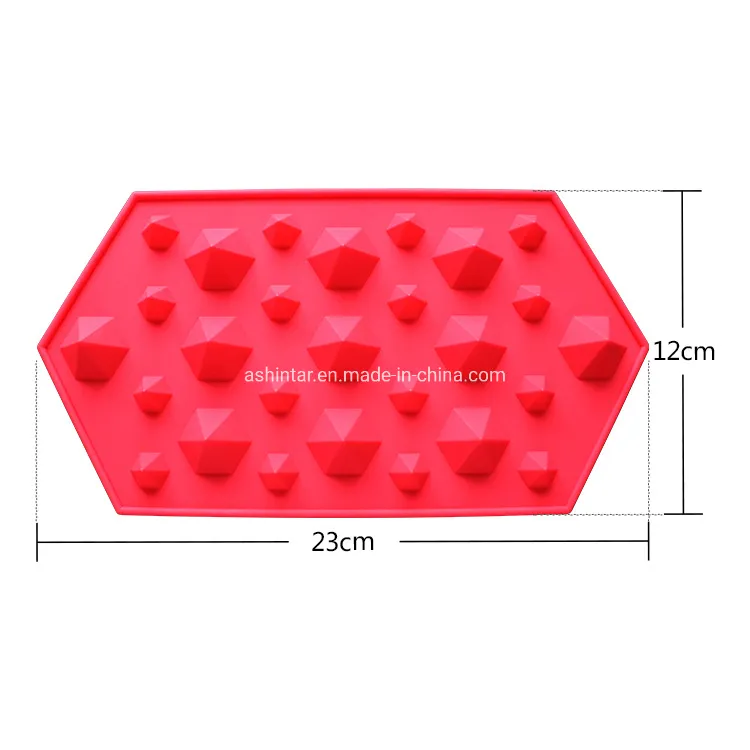 Approved Durable Diamond Shaped 27 Cavities Food Grade Silicone Ice Cube Tray