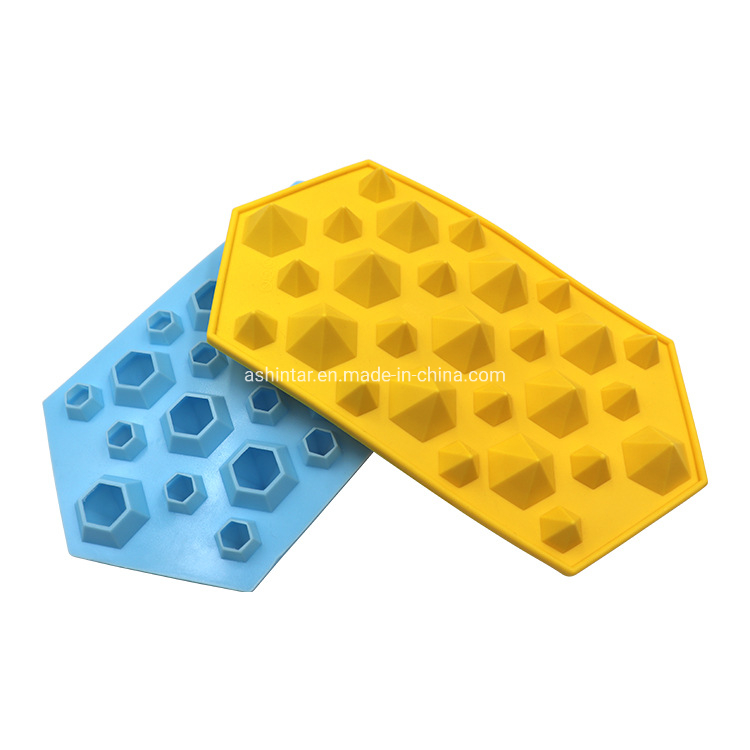 Approved Durable Diamond Shaped 27 Cavities Food Grade Silicone Ice Cube Tray