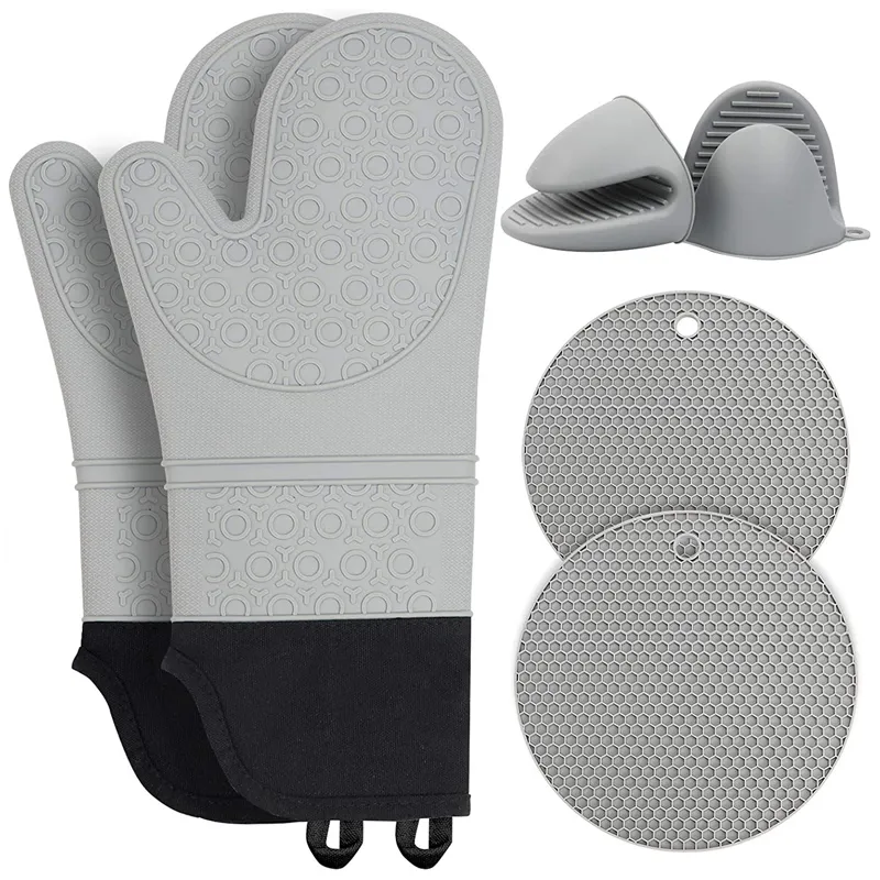 Baking Kitchen Cooking BBQ Grilling Heat Resistant Microwave Silicone Oven Gloves Mitt