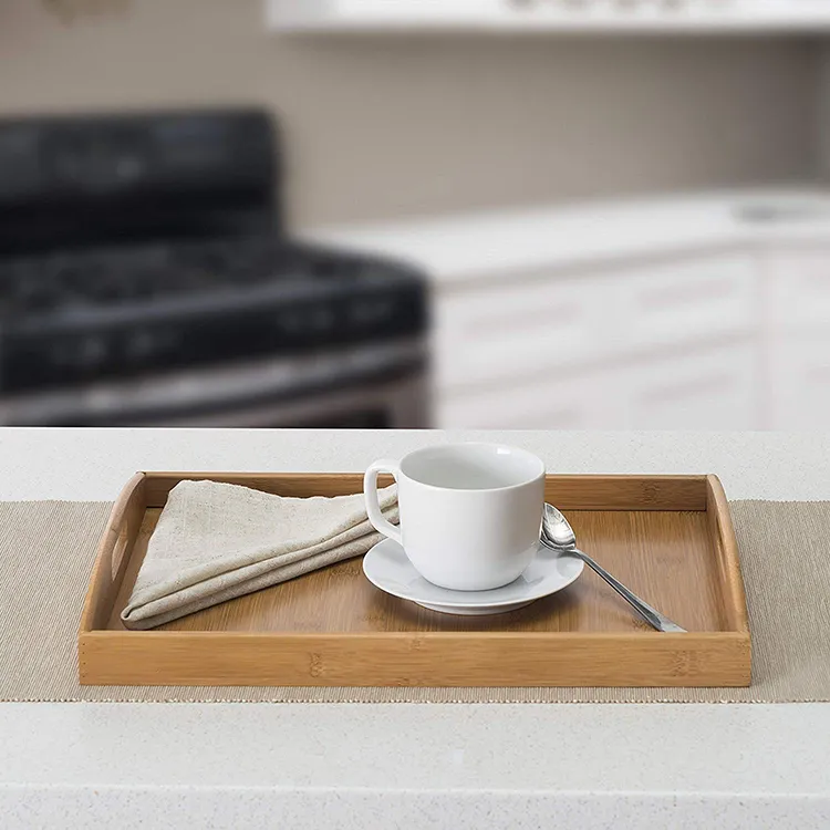 Bamboo Butler Serving Tray with Cut out Handlesy