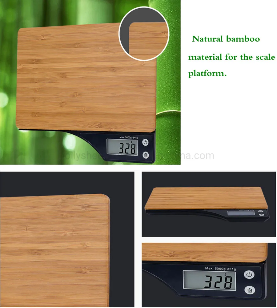 Bamboo Scale Pan Economical Electronic Kitchen Scale Digital Kitchen Scale and High Presicion Sensors, Complaint for Ce, RoHS, FCC