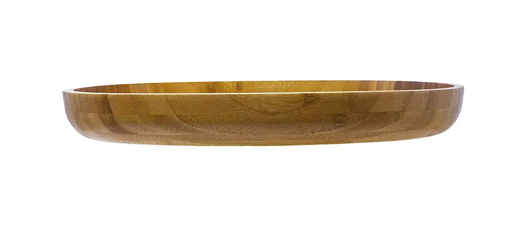 Bamboo Wood Serving Tray with Handles - Rustic Farmhouse Decorative Oval Butler Tray for Food, Coffee and Tea Bt-2008