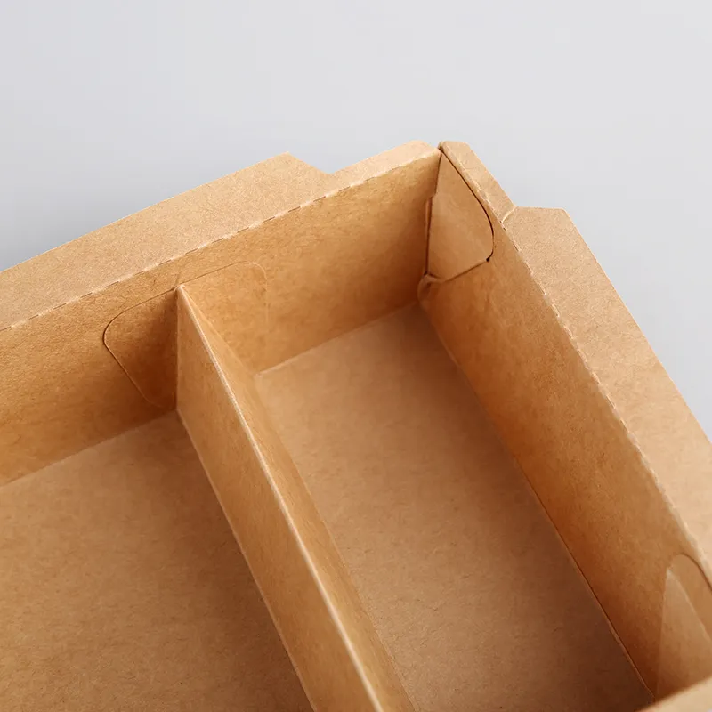 Big Size 2100ml Kraft Paper Take out Box with 2 Compartment