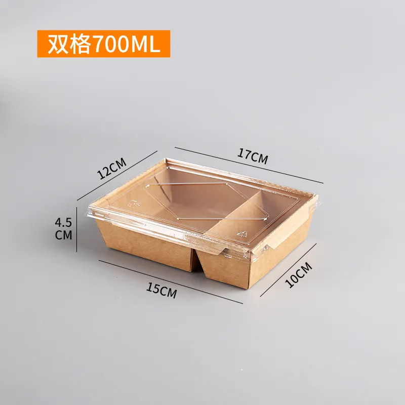 Big Size 2100ml Kraft Paper Take out Box with 2 Compartment