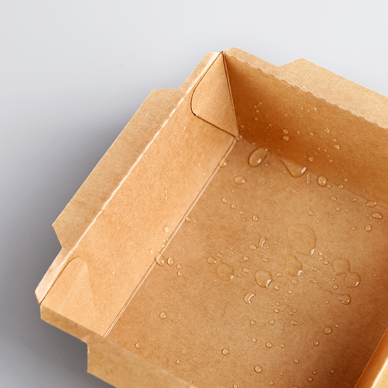 Big Size 2100ml Kraft Paper Take out Box with 2 Compartment